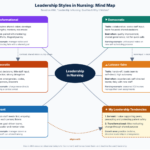 Leadership Styles in Nursing Mind Map: Transformational, Democratic ...